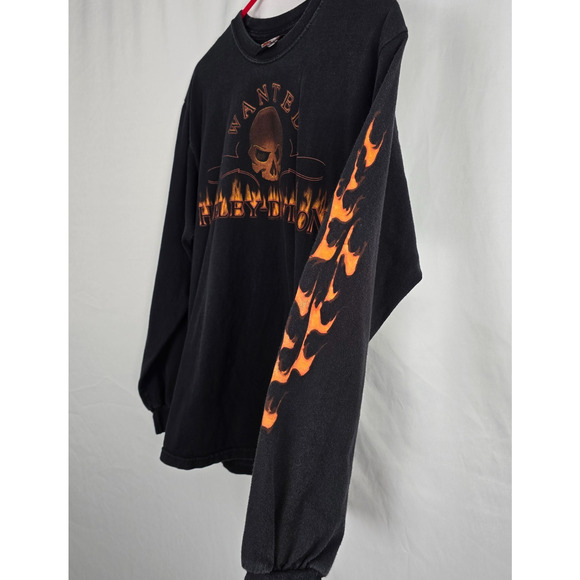 VTG Harley Davidson Detroit Pistons Wanted Tee Men's M Black Graphic Skull Flame - Picture 6 of 16